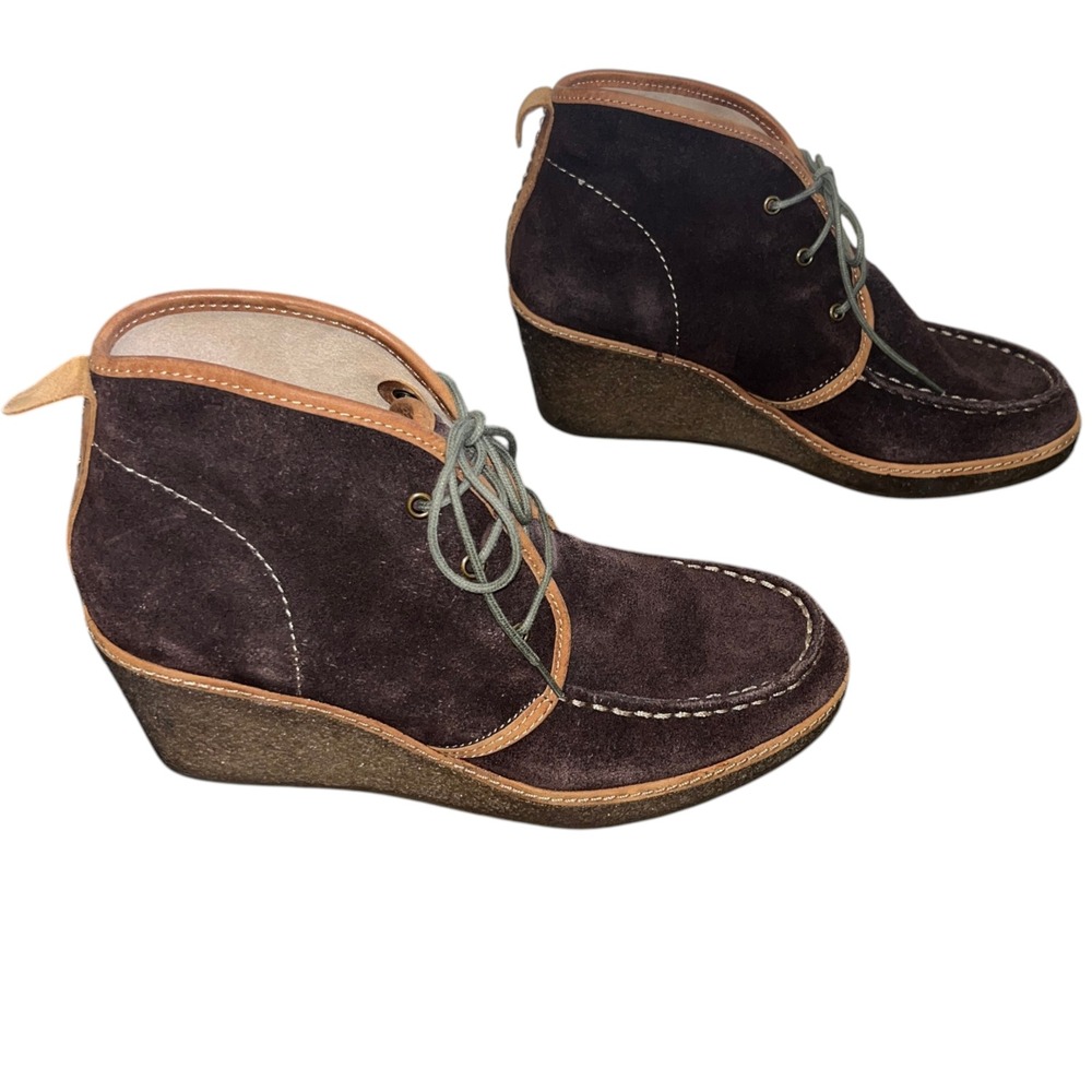 OluKai Wali Wedge Suede Espresso Brown Ankle Boots 20207-5C21 Womens 7